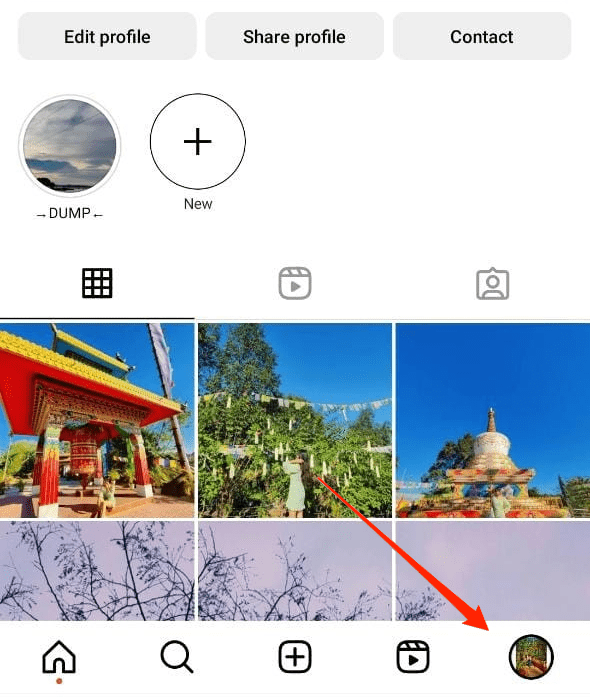 Apri Instagram sul tuo telefono e tocca l'icona del profilo nell'angolo in basso a destra