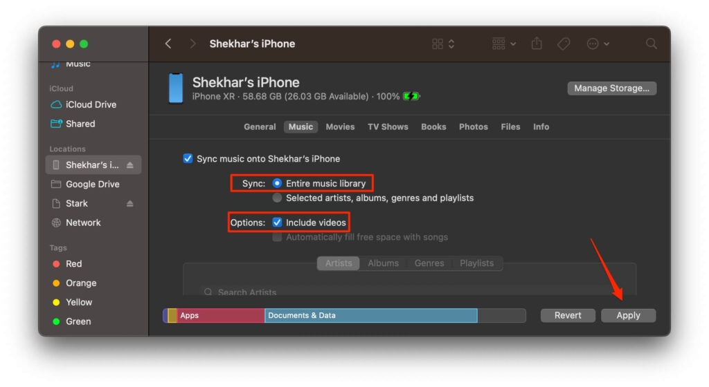 Apple Musicの同期を開始
