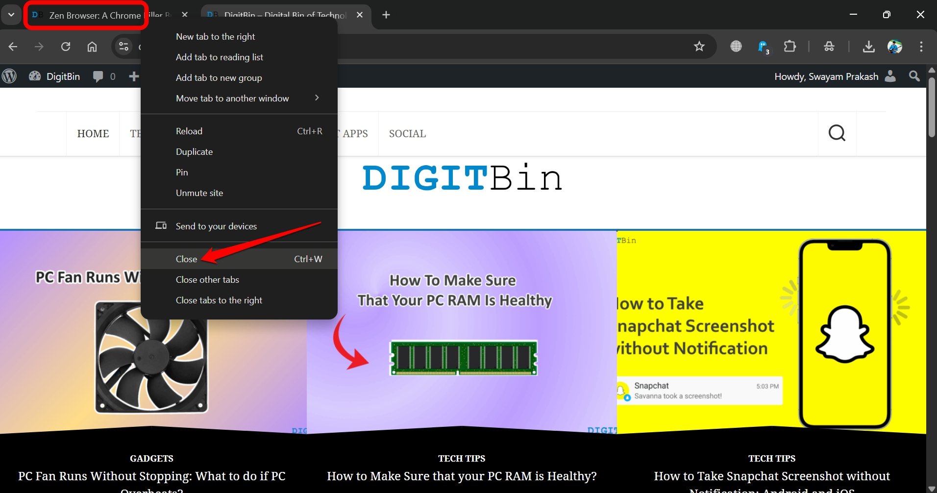 atalho de teclado para fechar a aba do navegador Chrome