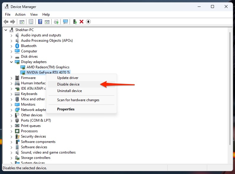Deshabilitar controlador gráfico - Error de inicio del controlador de pantalla de Nvidia