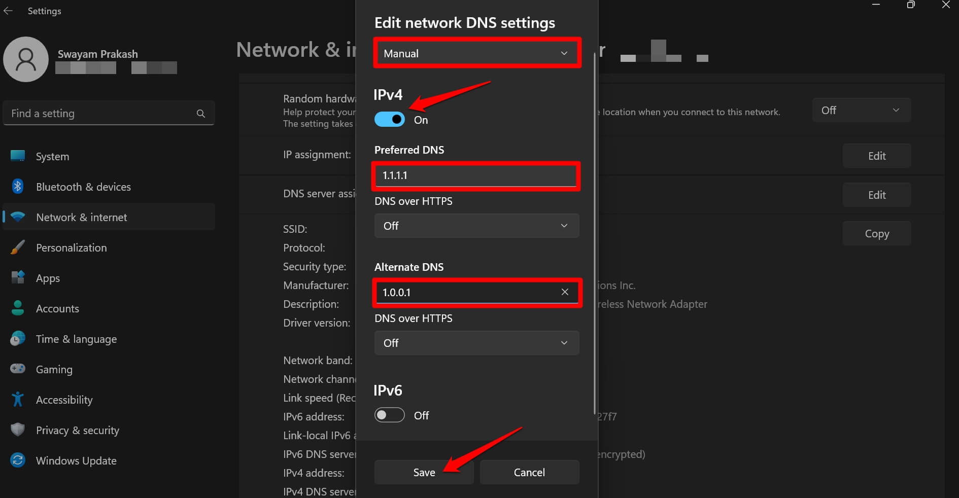 modifica le impostazioni DNS