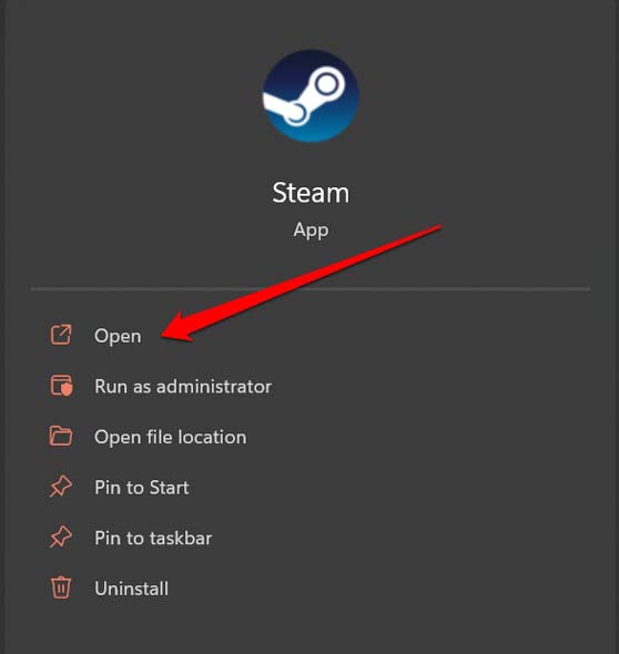 Steamアプリを開く