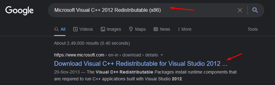 Reinstallare i pacchetti Redistributable - 5