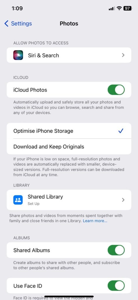 Configuraciones de Fotos de iPhone - Arreglar si iCloud Fotos No Sincroniza