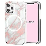 Case-Mate LuMee Halo Light Up Selfie Case for iPhone 12 Pro Max (5G) - Front & Rear Illumination - 6.7 Inch - Rose Gold White Marble