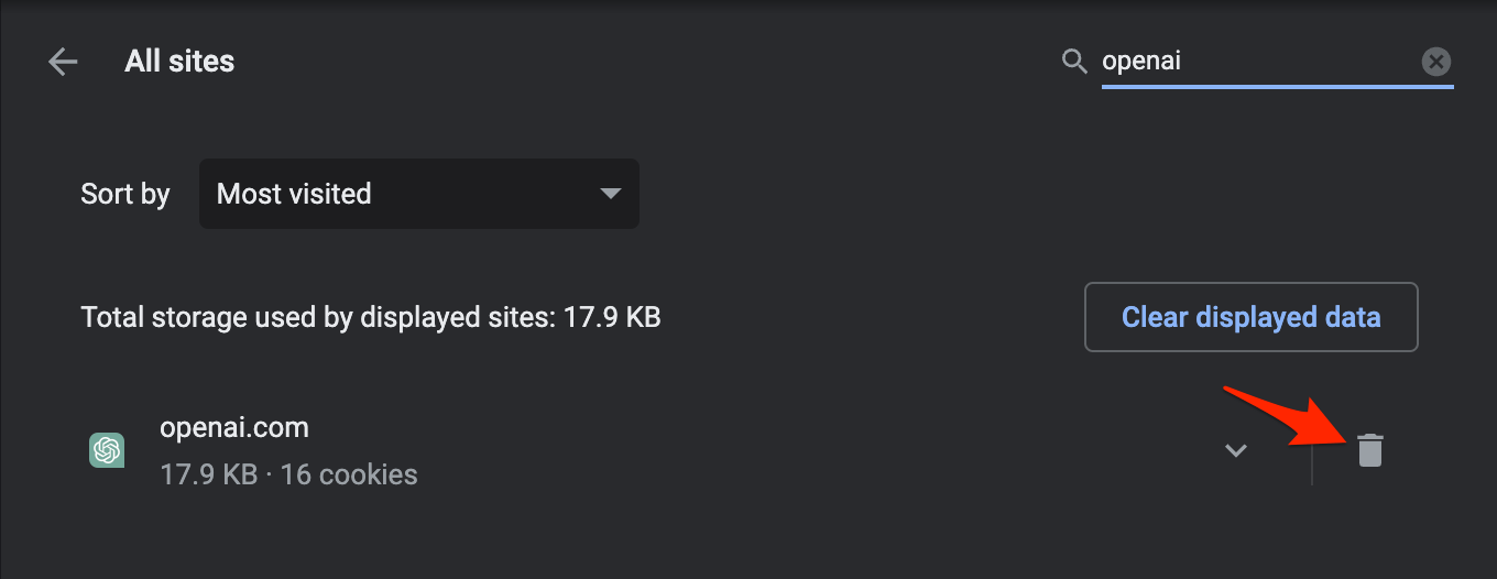 Excluir Dados de Cookie da OpenAI