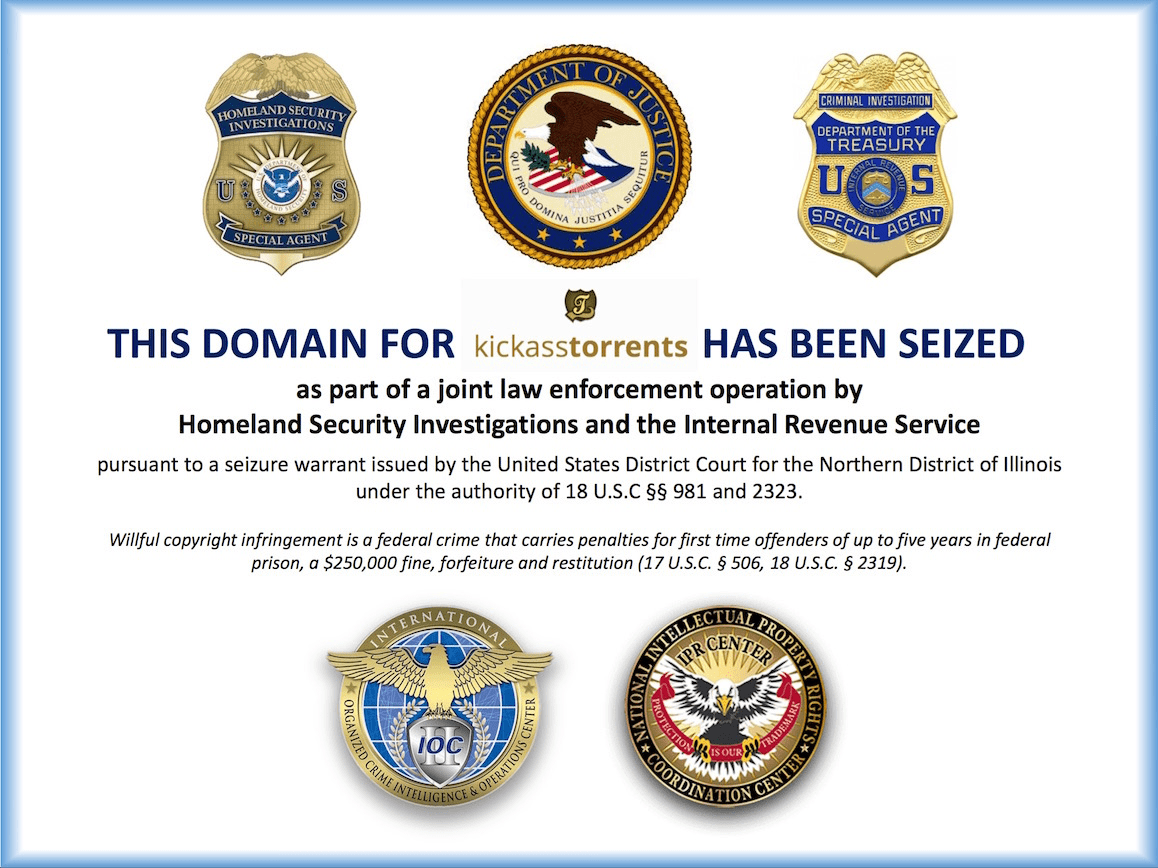 Kat-Domains wie kat.cr, kickasstorrents.com, kickass.to, kat.ph, kastatic, thekat.tv usw. wurden alle von der US-Regierung beschlagnahmt und heruntergenommen