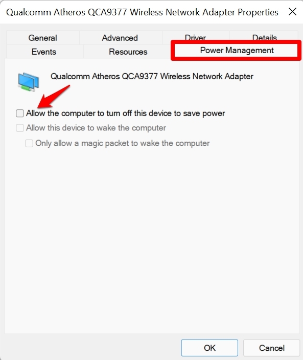 change the power management