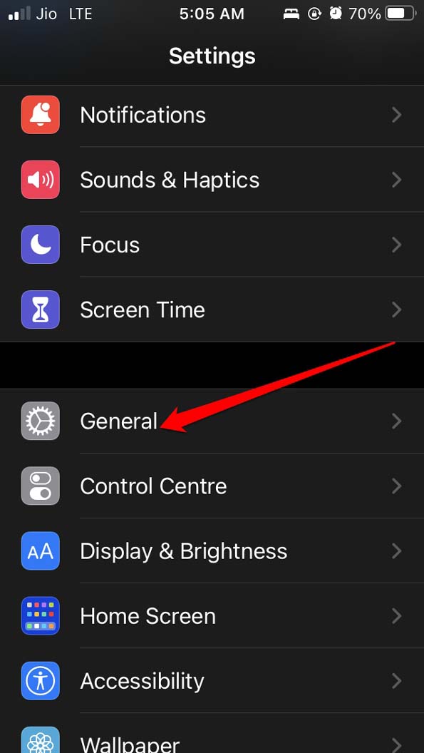 impostazioni generali iOS