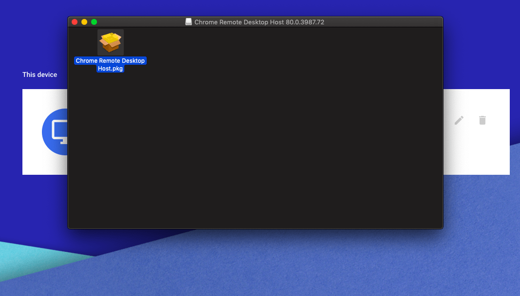 Installer le programme d'installation de Chrome Remote Host