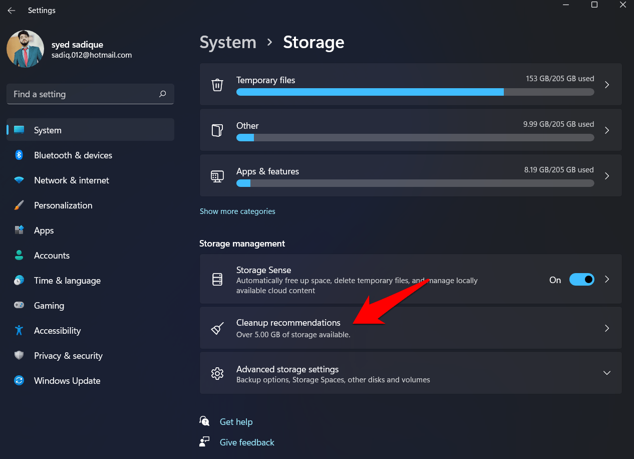 raccomandazioni di pulizia di windows 11