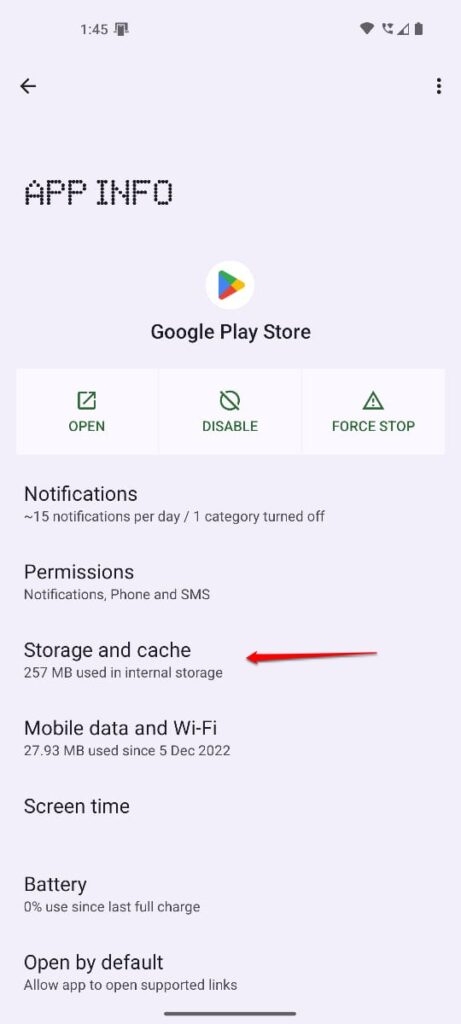 Очистить данные и кэш Play Store