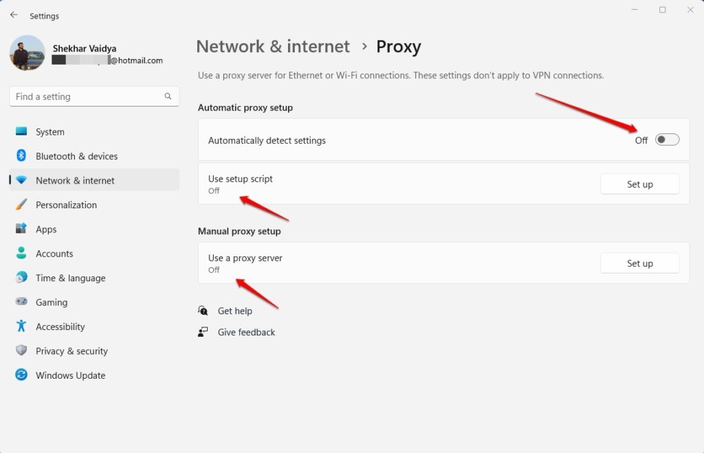 Disabilita le impostazioni del proxy di Windows - Problema Captcha di Steam che non funziona