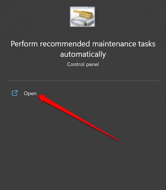 apri lo strumento di manutenzione del sistema Windows
