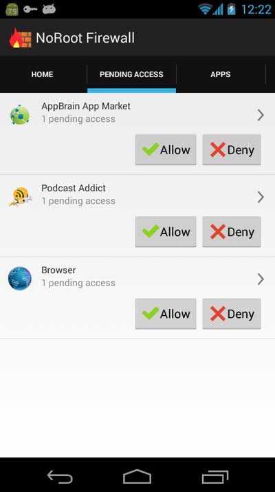 서드파티 앱 사용 NoRoot Firewall