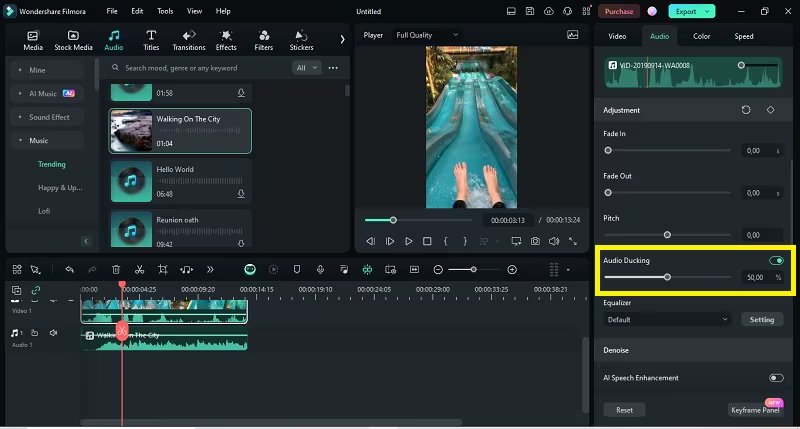 Ducking audio dans Filmora et OBS Studio