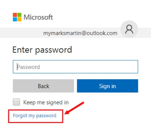 「パスワードを忘れました」オプションを使用する - 参照されたアカウントは現在ロックされています