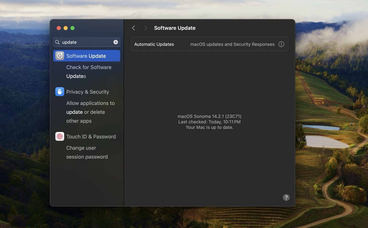 Klicken Sie auf Softwareupdate