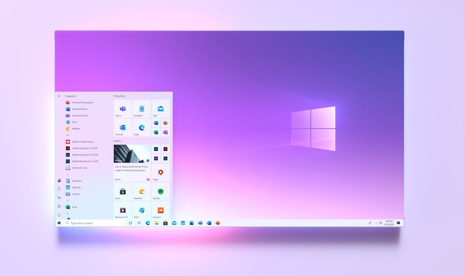 Windows 10X 인터페이스