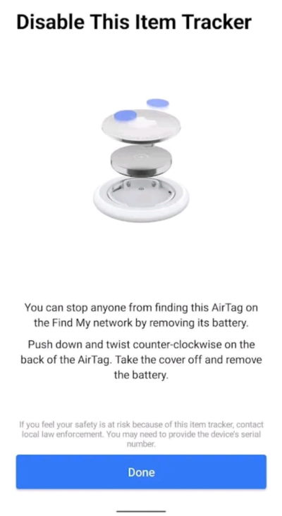 disabilita apple airtag vicino a te con android