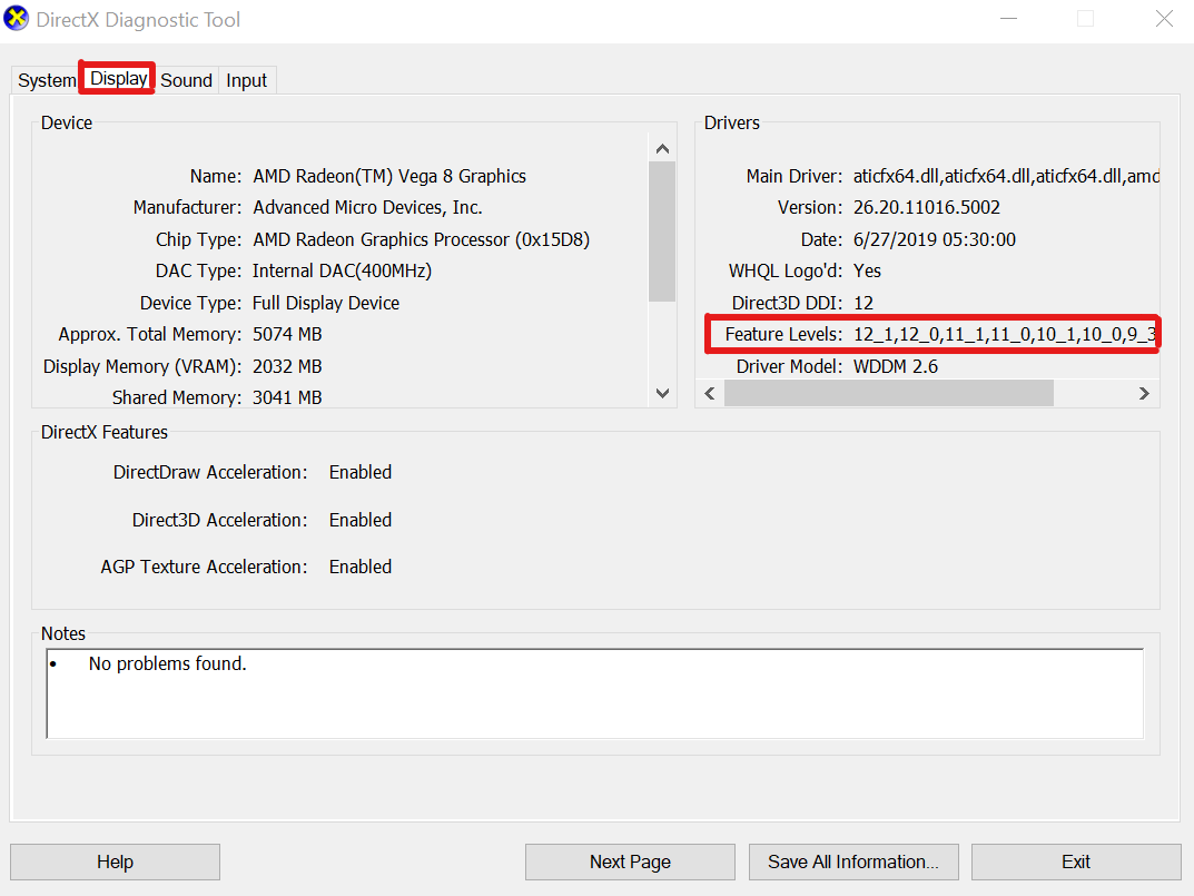 Esegui lo strumento di diagnostica DirectX