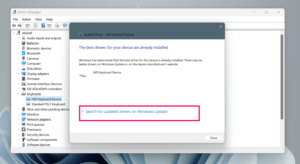 Windows Updateで更新されたドライバーを検索をクリック