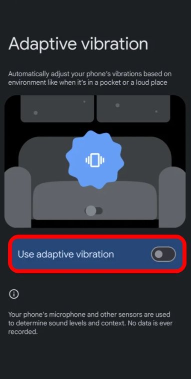 habilitar vibração adaptativa no Android