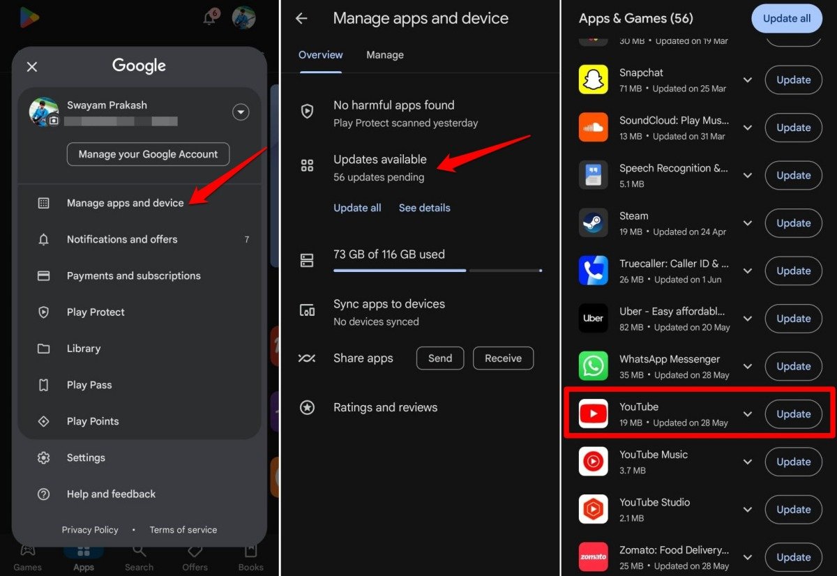 actualizar YouTube en dispositivo Android