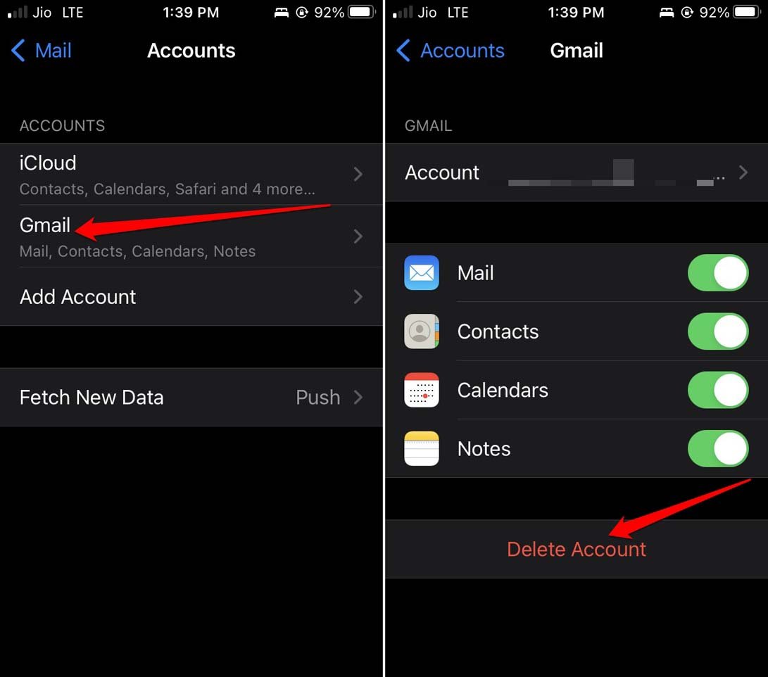 supprimer le compte existant de l'Apple Mail