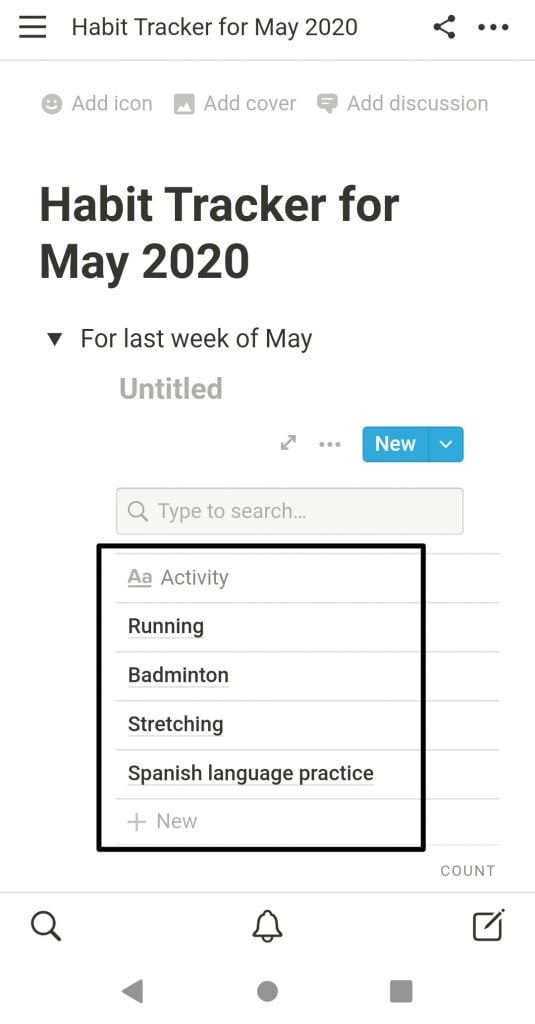 Create an Activity Tracker in Notion