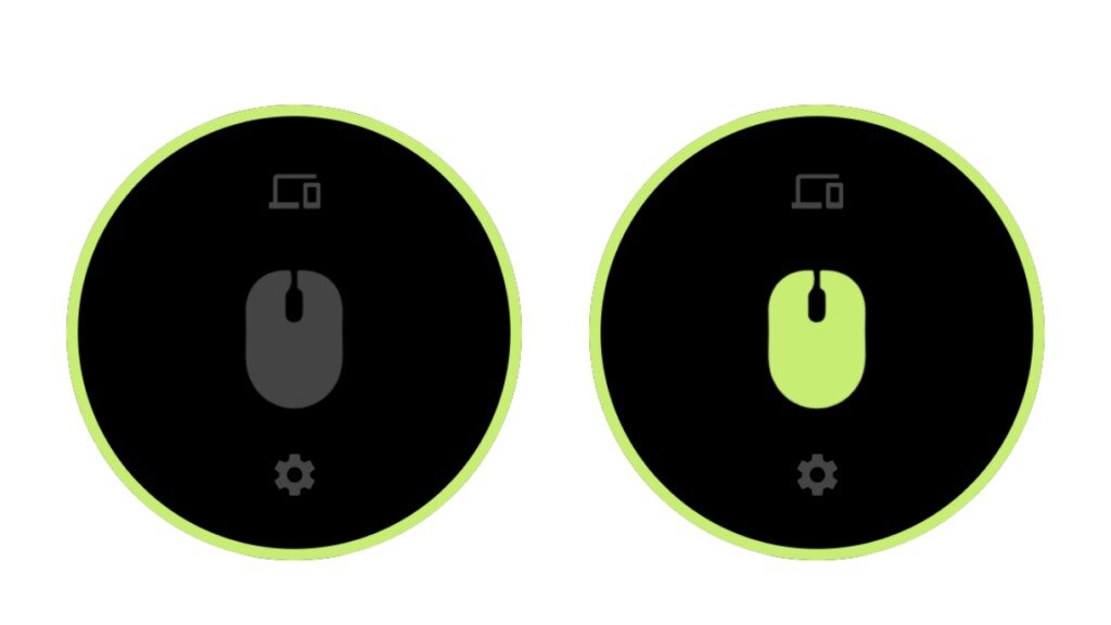 WowMouse acceso (sinistra) e WowMouse spento (destra)