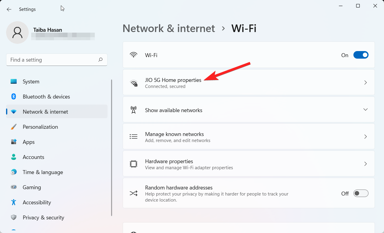 Elegir Propiedades de Wifi