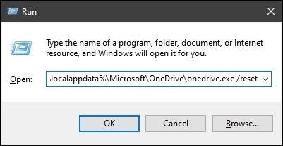 OneDriveをリセット - Microsoft OneDriveのエラー0x8007016a