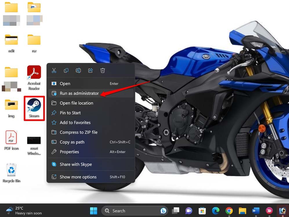 WindowsでSteamを管理者として実行