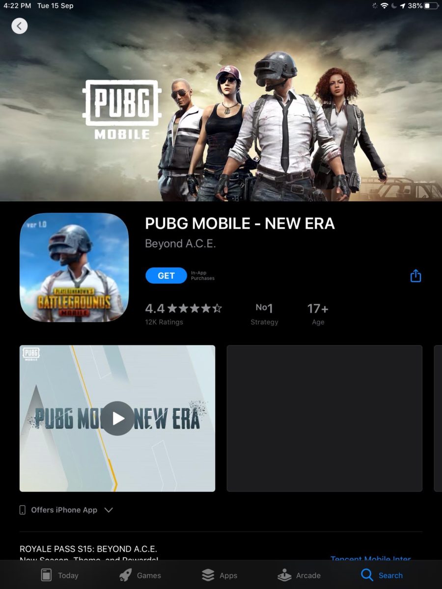 PUBG Mobile on iPad App Store in India
