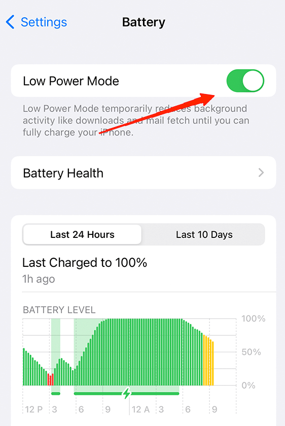 低電力モードをオフにする