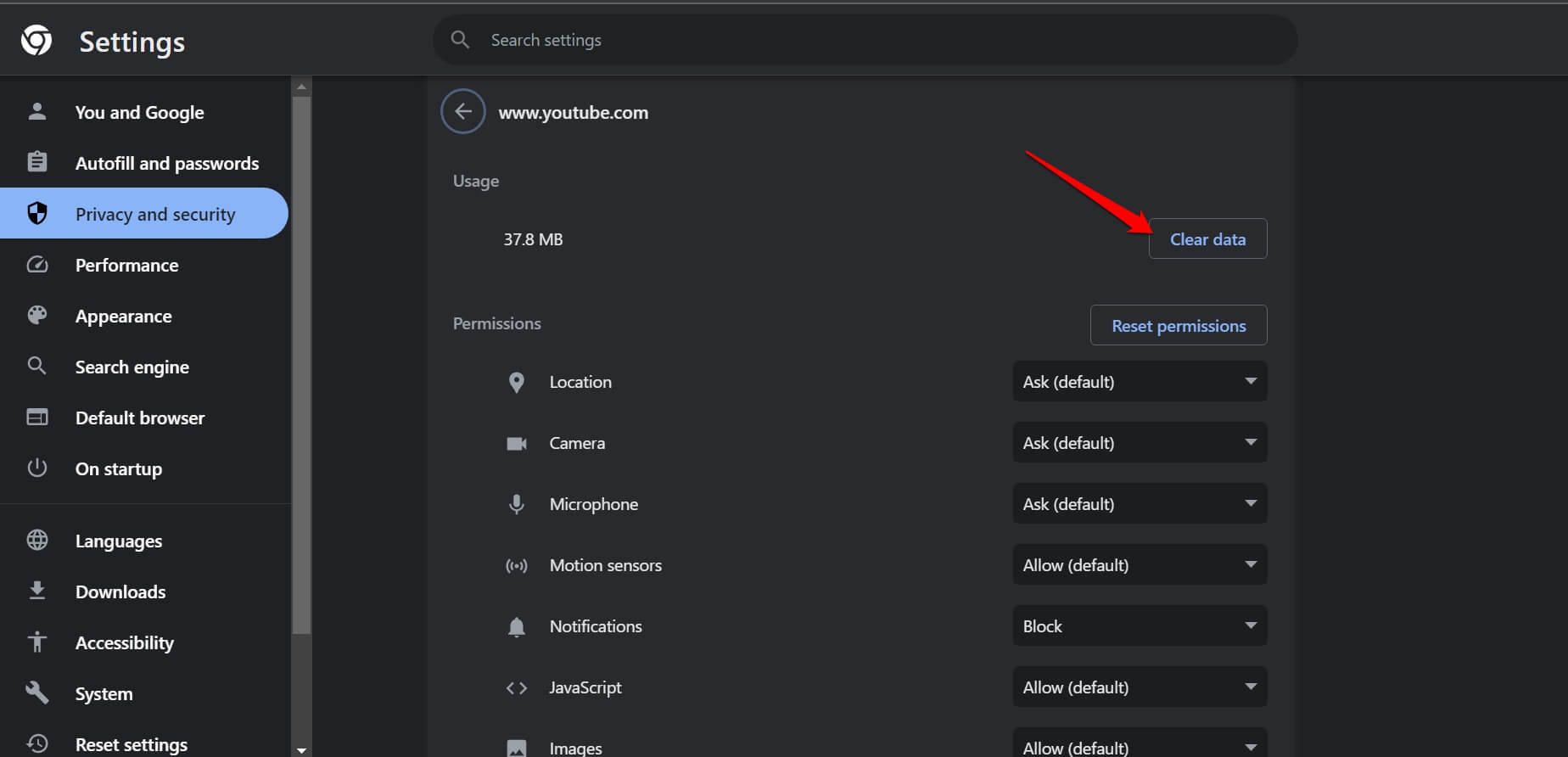 borrar datos en la web de YouTube