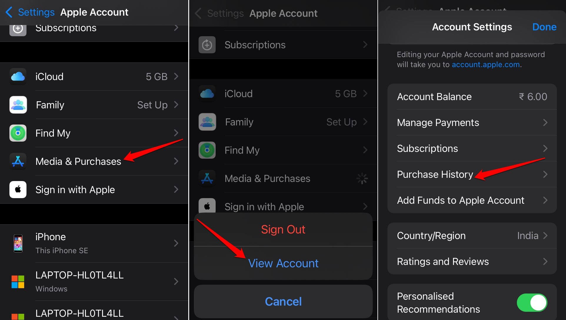 cómo verificar el historial de compras en iOS