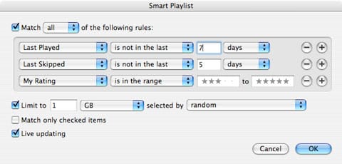Gestionando el contenido de tu iPod con listas de reproducción inteligentes