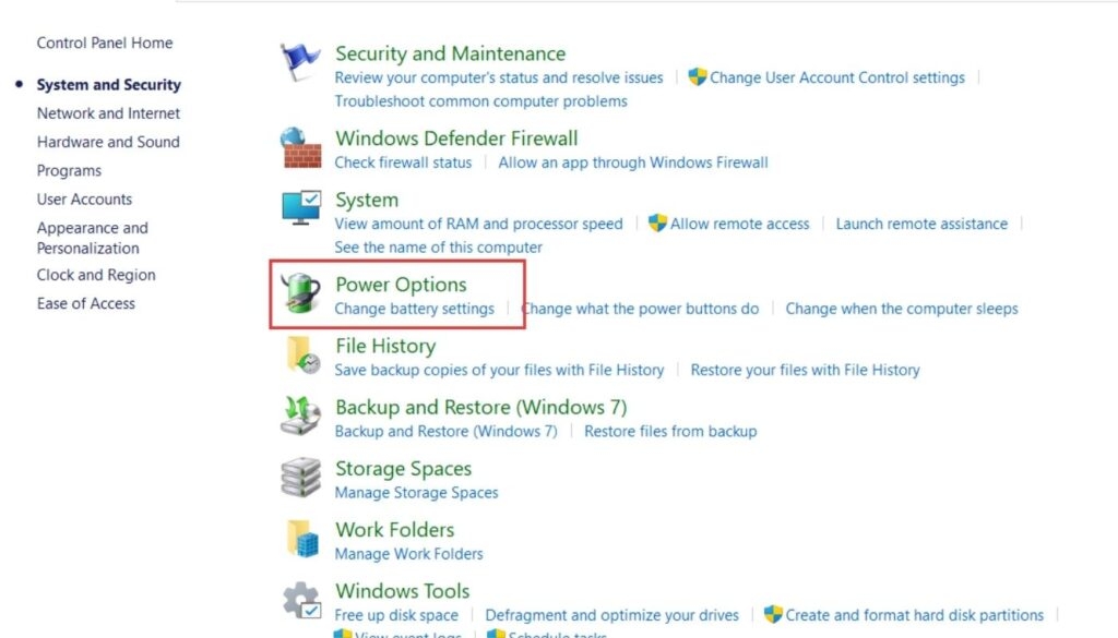 Control Panel - System and Security - Driver Overran Stack Buffer Error