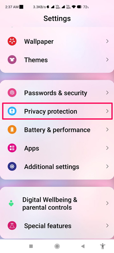 Über die Einstellungen-App