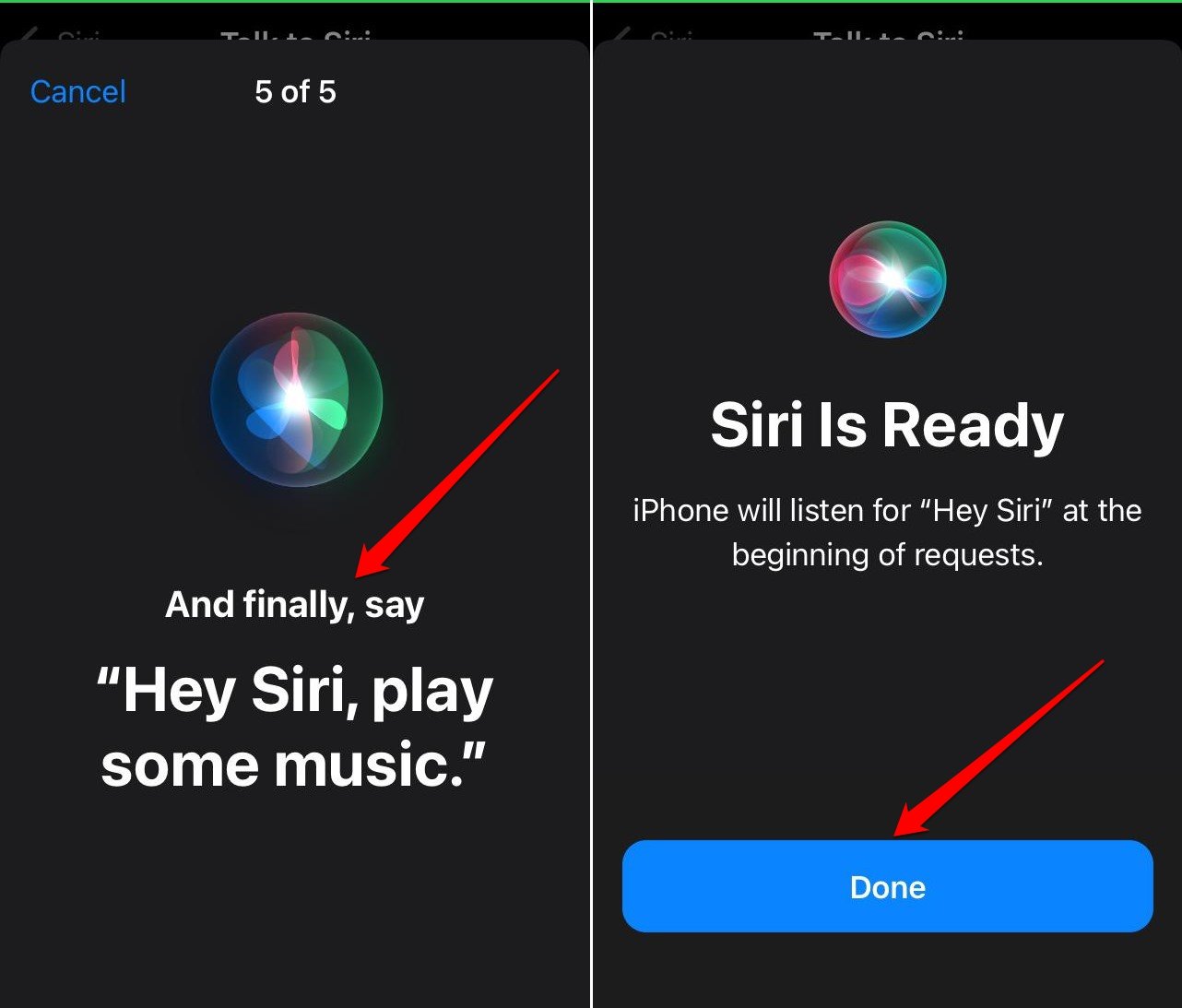 configuração da Siri no iPhone está completa