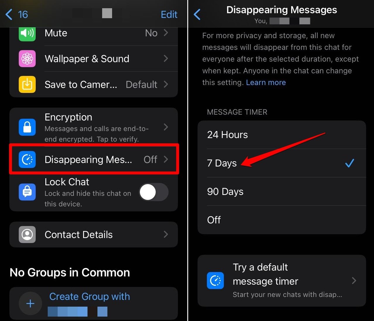 WhatsApp iOS에서 사라지는 메시지 기능 사용하기