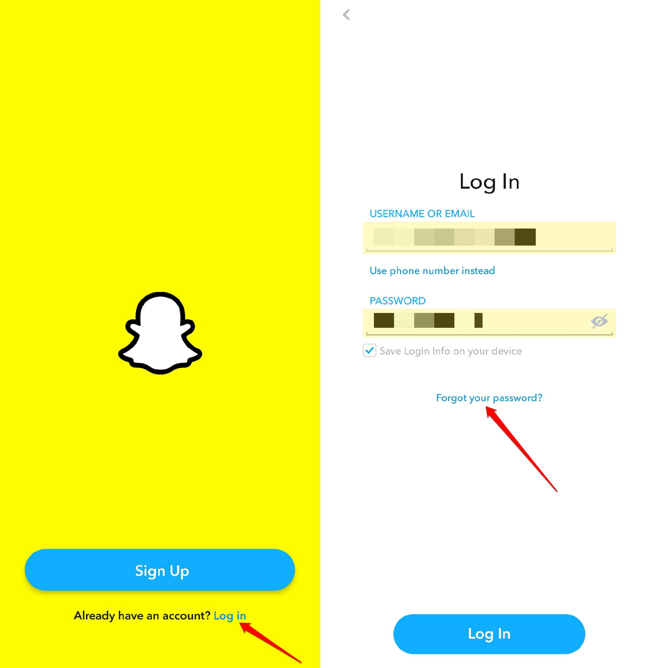 Passwort vergessen Snapchat