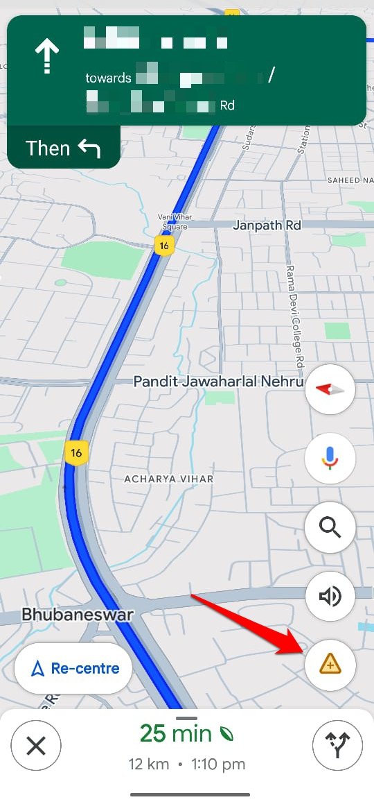 reportar un incidente en la ruta en Google Maps
