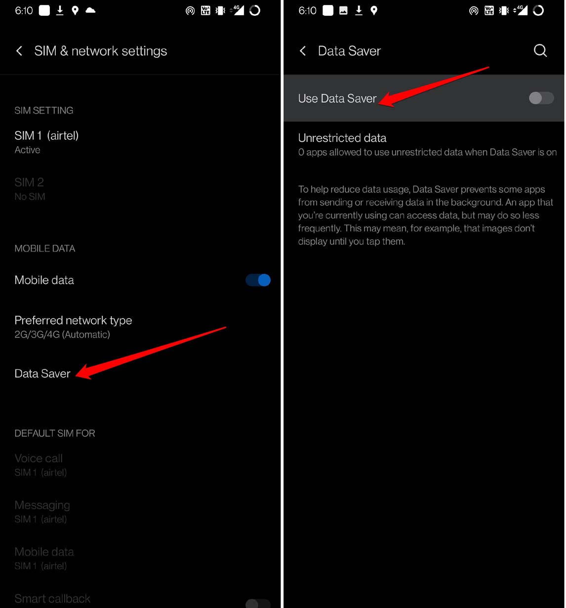 отключить экономию данных на Android
