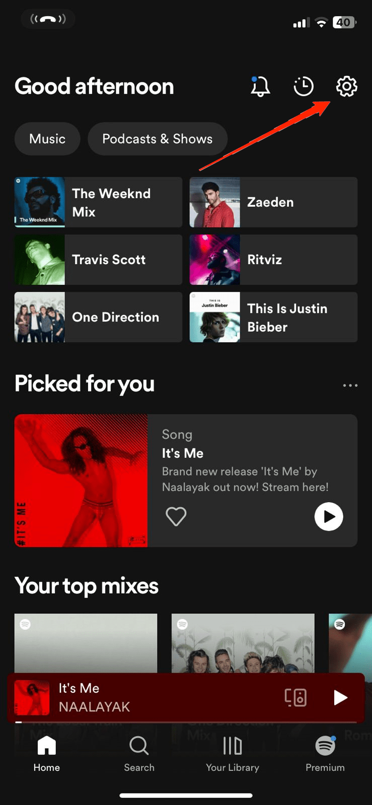 ajustes de la app de spotify