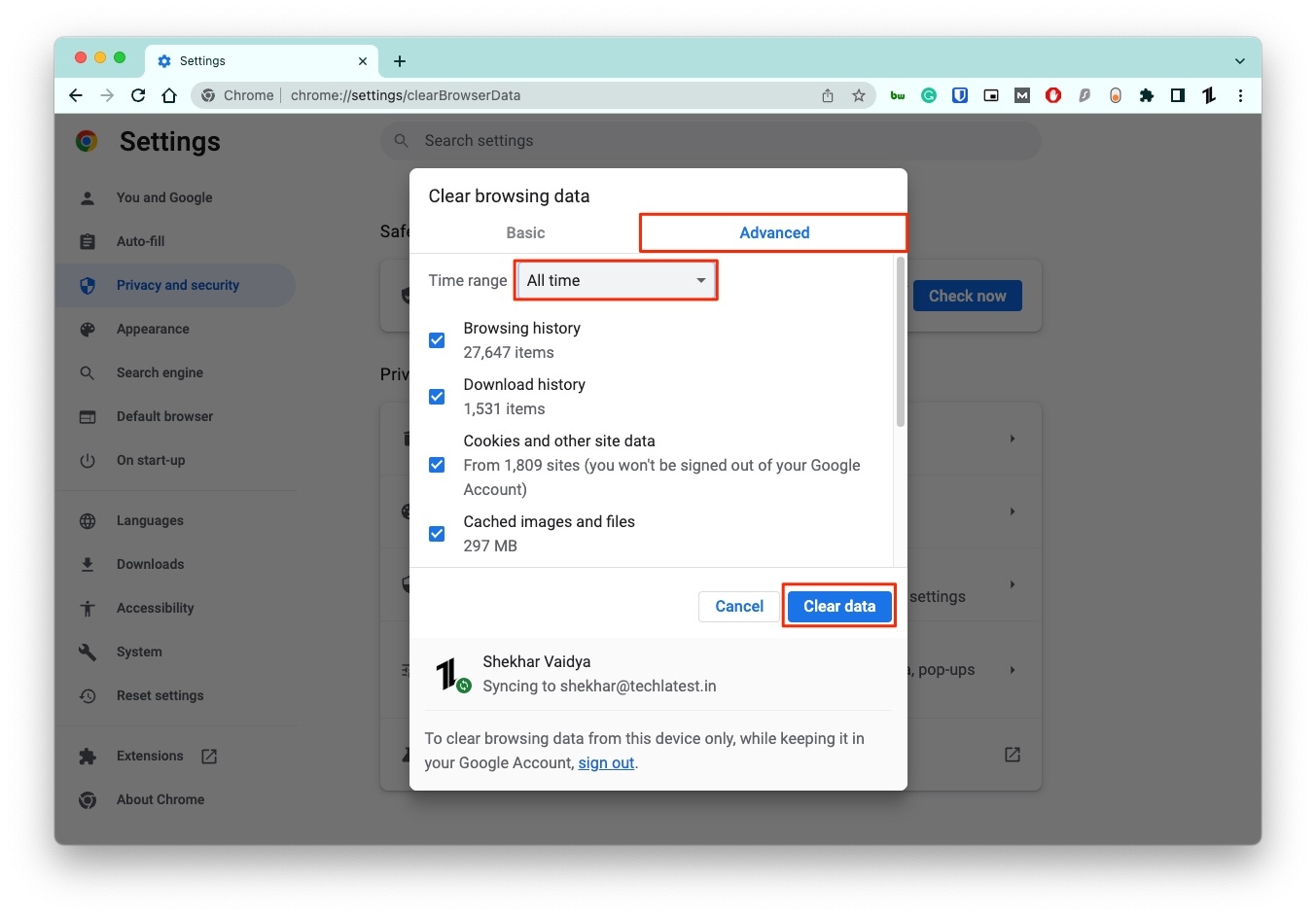 Chrome-Verlauf löschen - YouTube-Fehler „Etwas ist schiefgelaufen, tippen Sie zum Wiederholen“