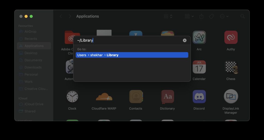 Finder Ir a Biblioteca