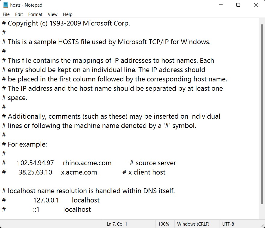 file hosts di windows 11